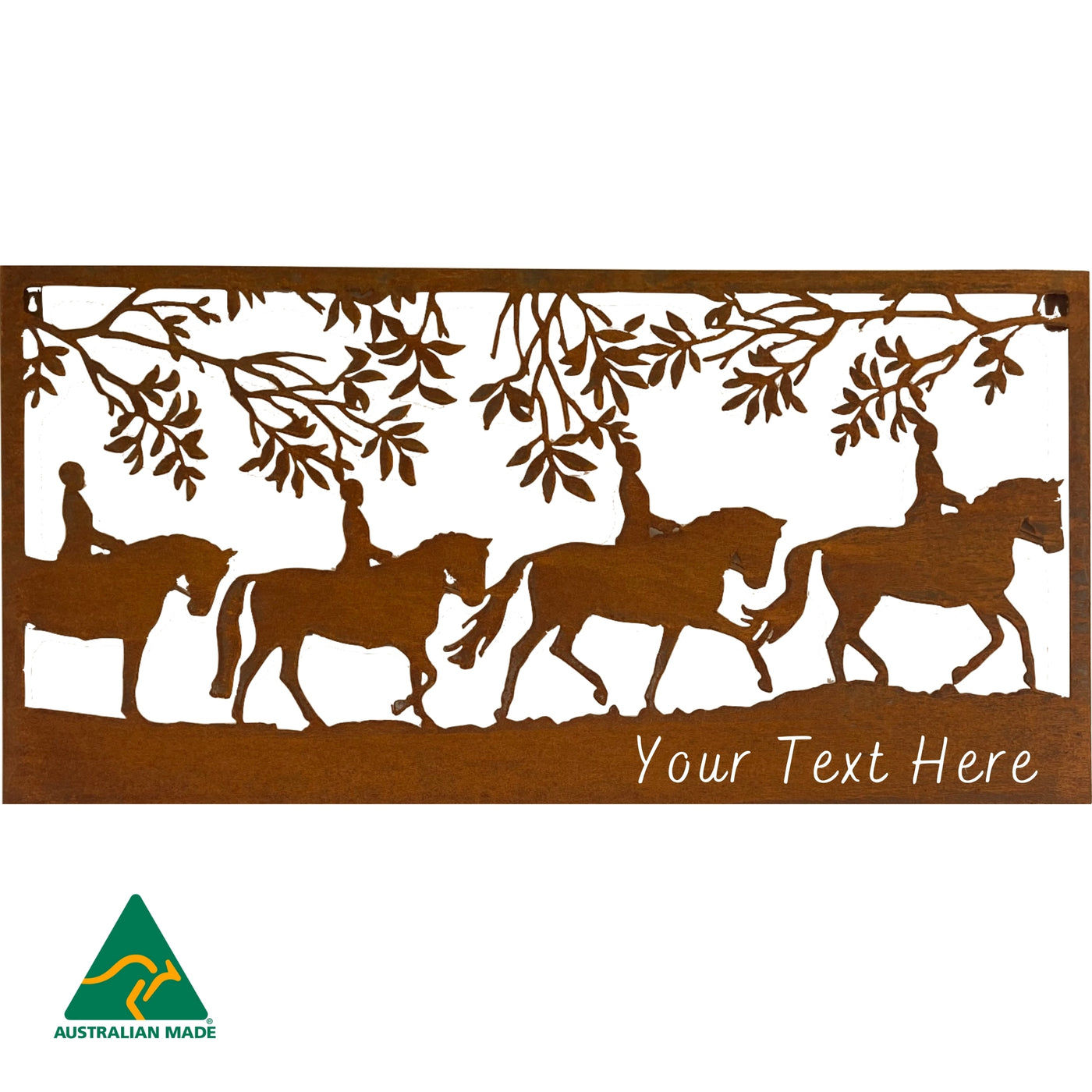 Personalised Horse Dressage Scene Metal Wall Art | Rust Finish