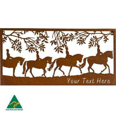 Personalised Horse Dressage Scene Metal Wall Art | Rust Finish