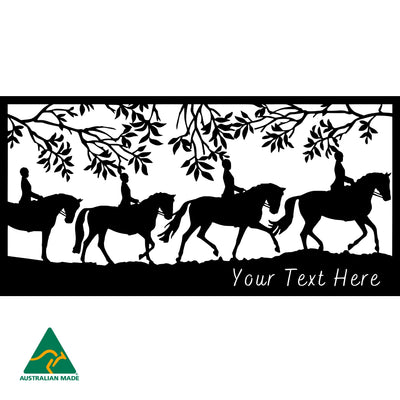 Personalised Horse Dressage Scene Metal Wall Art | Black Finish