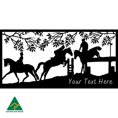 Personalised Horse Jumping Event Metal Wall Art | Black Finish