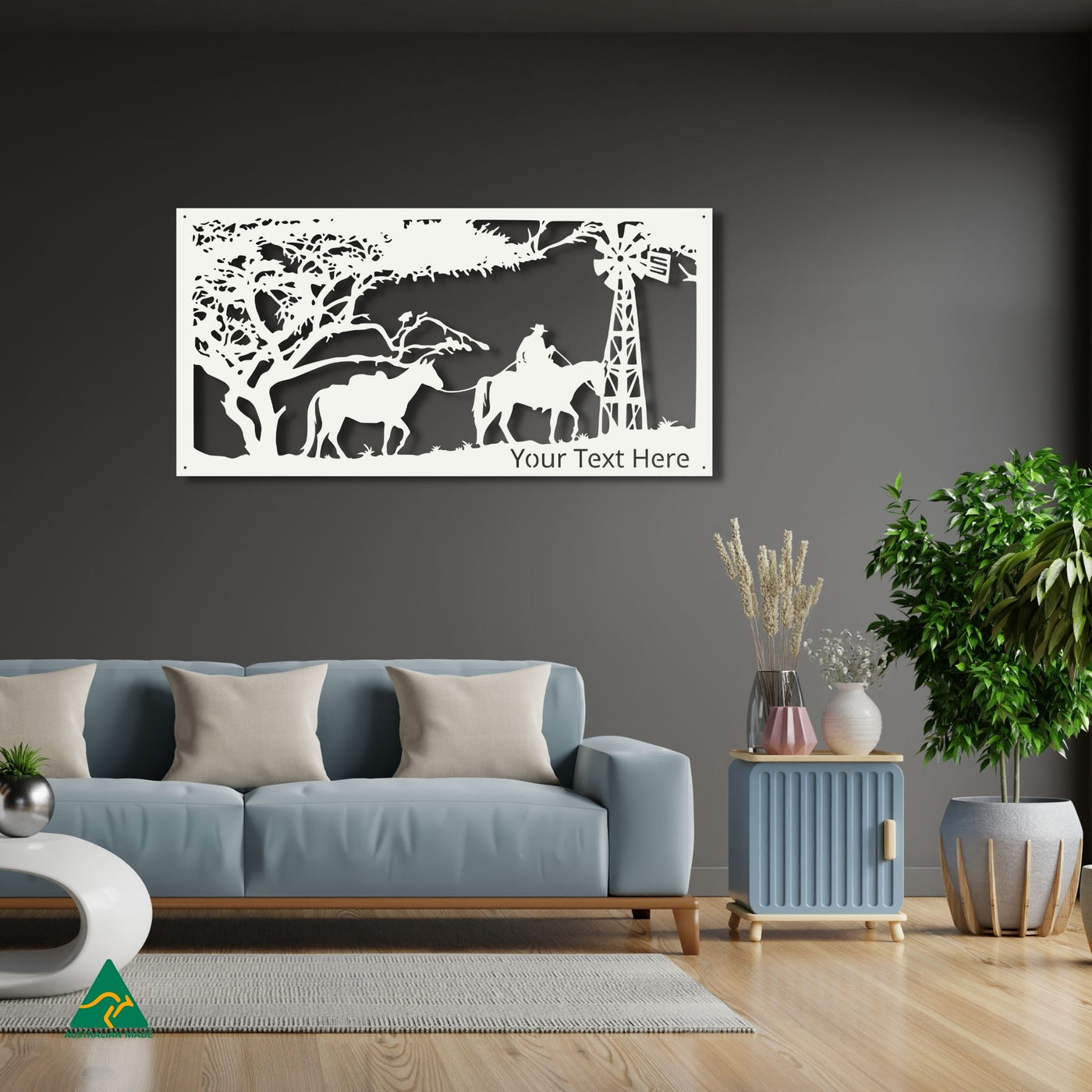 Personalised Horse Riding Scene Metal Wall Art Staged Image | White Matt