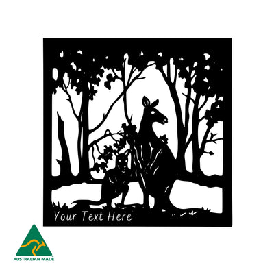Personalised Kangaroo Metal Wall Art | Black Finish