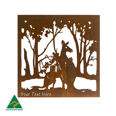 Personalised Kangaroo Metal Wall Art | Rust Finish