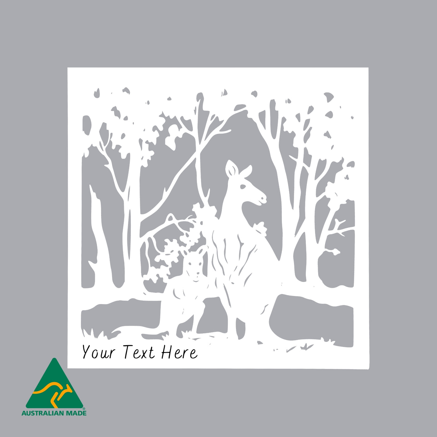 Personalised Kangaroo Metal Wall Art | White Finish