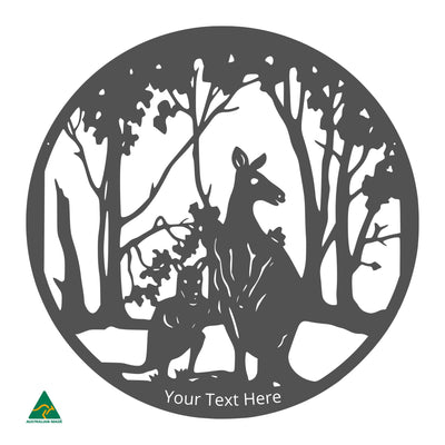 Personalised Kangaroo Round Metal Wall Art | Monument Matt