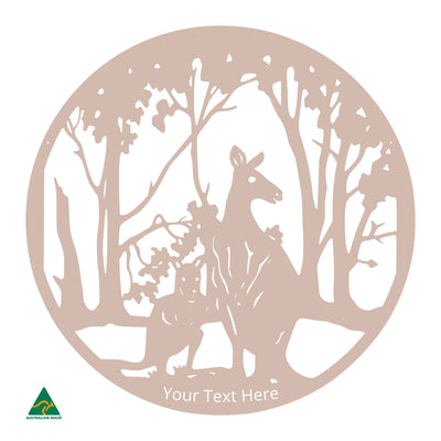 Personalised Kangaroo Round Metal Wall Art | Pink Sand Matt