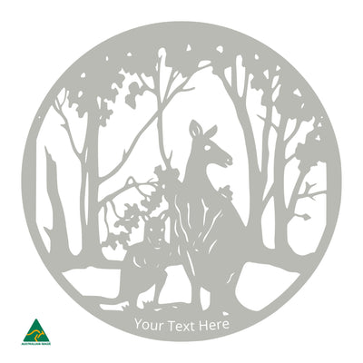 Personalised Kangaroo Round Metal Wall Art | Shale Grey Matt