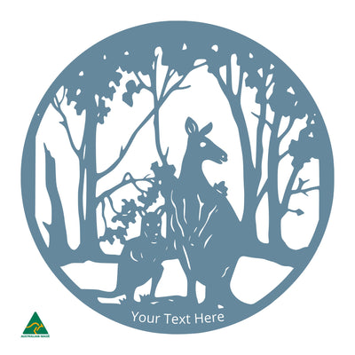 Personalised Kangaroo Round Metal Wall Art | Wedgewood Satin