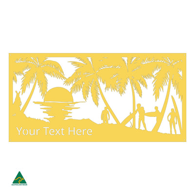 Personalised Surf’s Up Metal Wall Art | Lemon Yellow Gloss