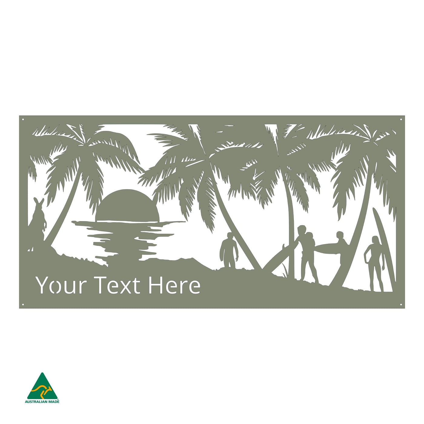 Personalised Surf’s Up Metal Wall Art | Pale Eucalypt Matt