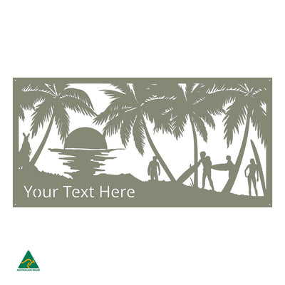 Personalised Surf’s Up Metal Wall Art | Pale Eucalypt Matt