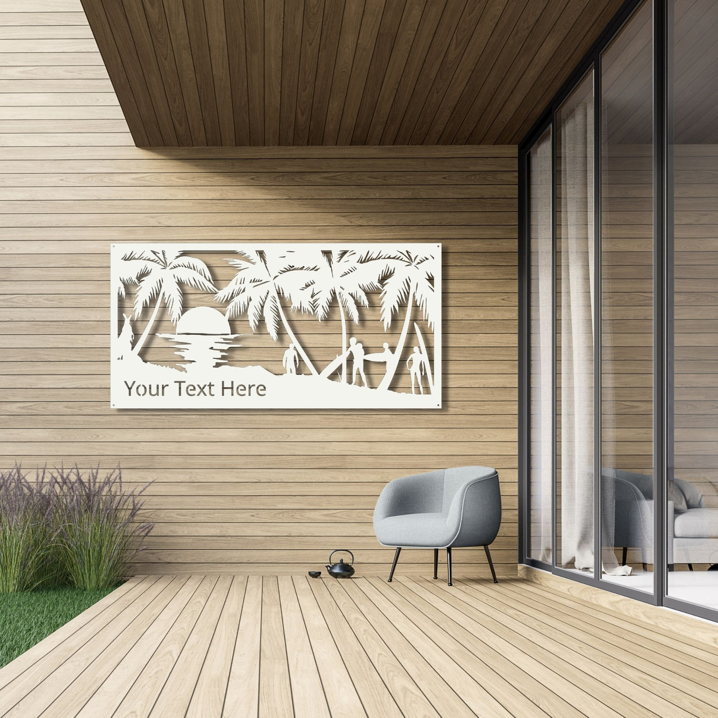Personalised Surf’s Up Metal Wall Art Staged Image | White Matt