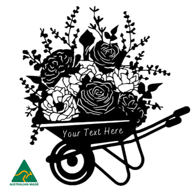 Personalised The Wheelbarrow Metal Wall Art | Black Finish