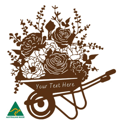Personalised The Wheelbarrow Metal Wall Art | Rust Finish