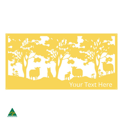 Personlaised Woolly Business Metal Wall Art | Lemon Yellow Gloss