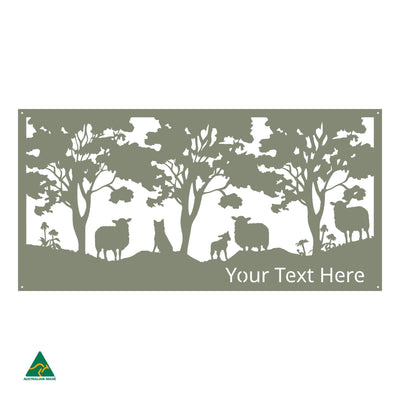 Personalised Woolly Business Metal Wall Art | Pale Eucalypt Matt