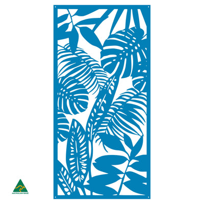 Rainforest Leaves Metal Wall Art | Blaze Blue Gloss