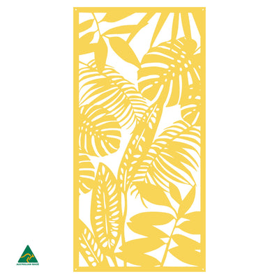 Rainforest Leaves Metal Wall Art | Lemon Yellow Gloss