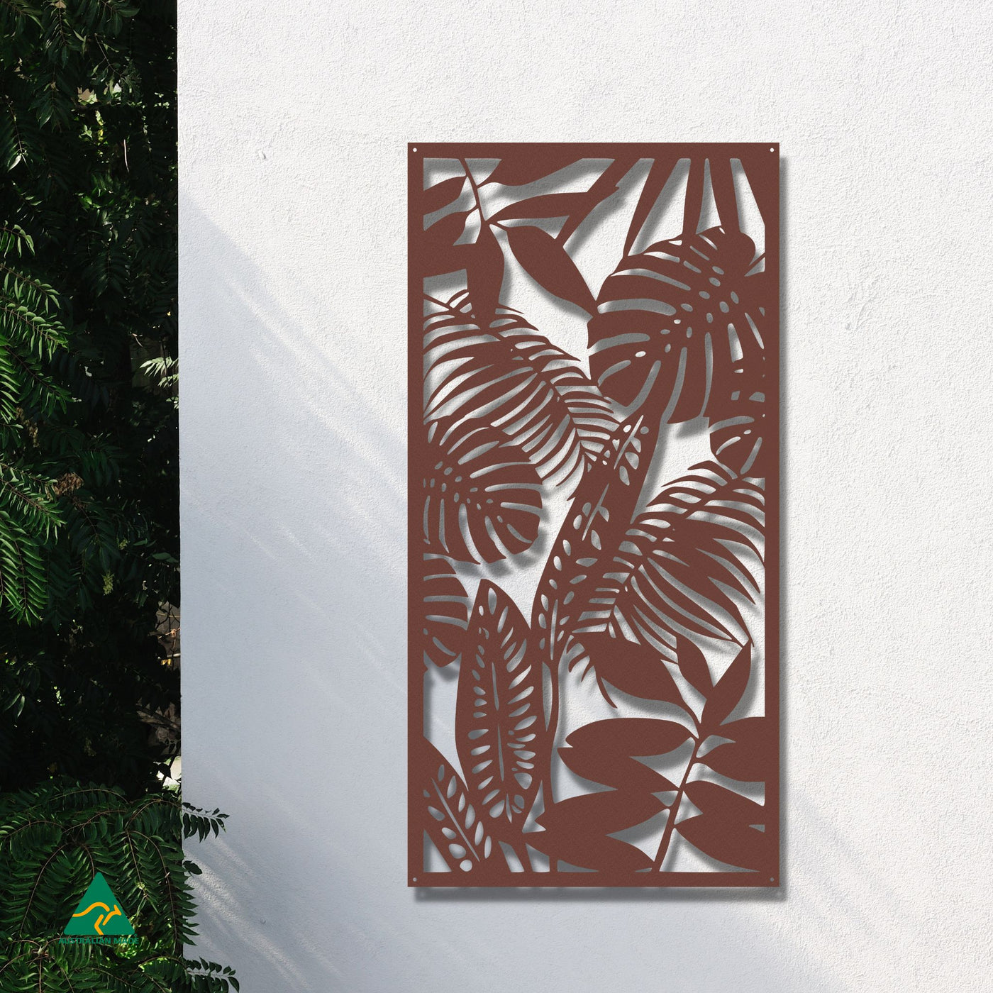 Rainforest Leaves Metal Wall Art Staged Image | Rust Patina