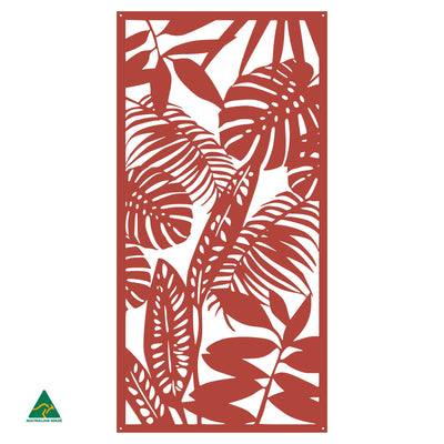 Rainforest Leaves Metal Wall Art | Signal Red Gloss