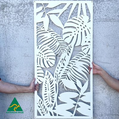 Rainforest Leaves Metal Wall Art | White Finish