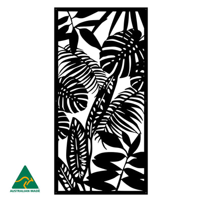 Rainforest Leaves Privacy Screen | Black Finish | 75 x 150cm | 90 x 180cm