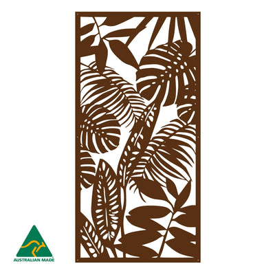 Rainforest Leaves Privacy Screen | Rust Finish | 75 x 150cm | 90 x 180cm
