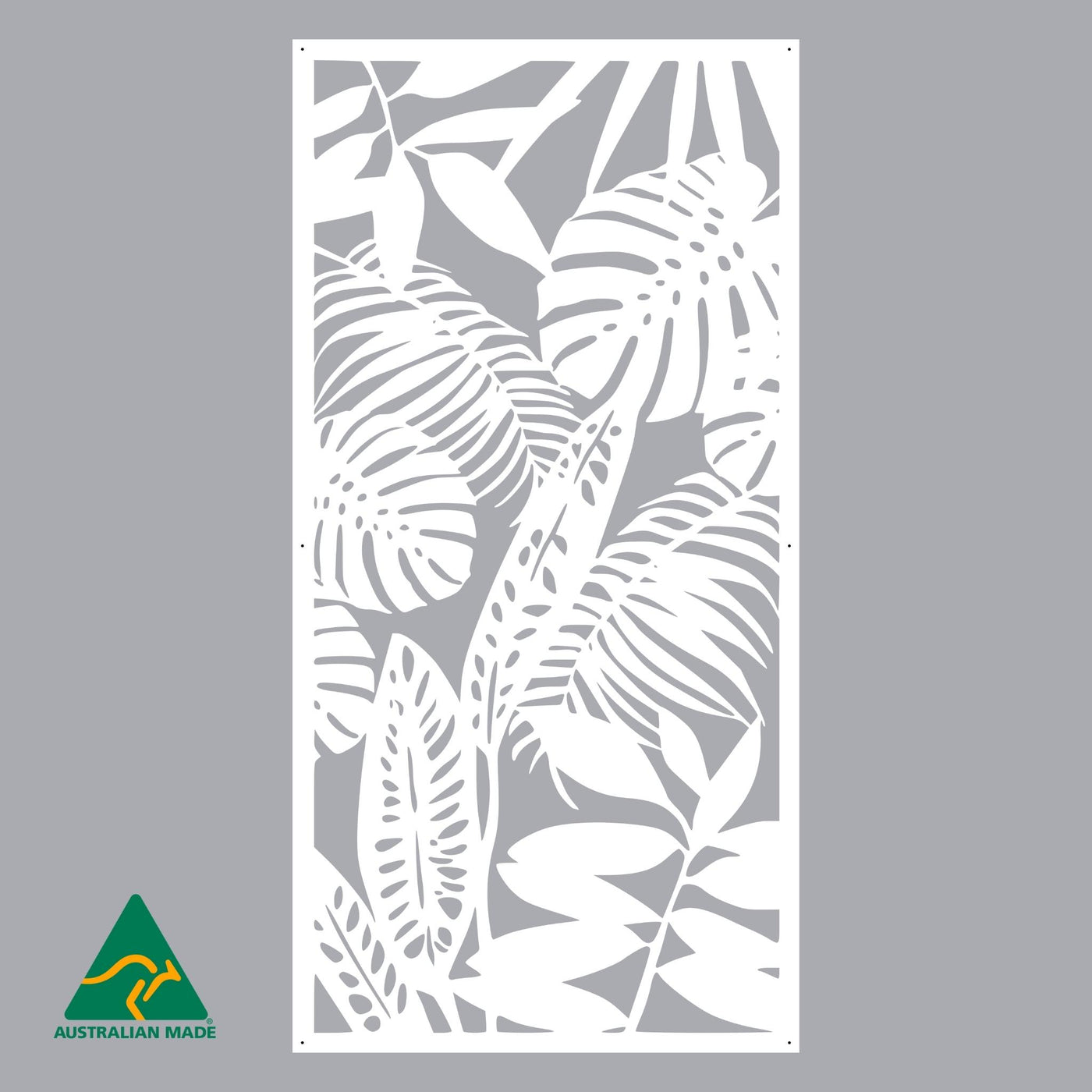 Rainforest Leaves Privacy Screen | White Finish | 75 x 150cm | 90 x 180cm