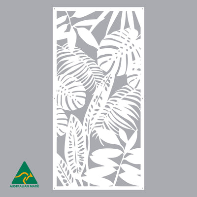 Rainforest Leaves Privacy Screen | White Finish | 75 x 150cm | 90 x 180cm