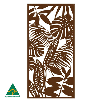 Rainforest Leaves Privacy Screen | Rust Finish | 60 x 120cm