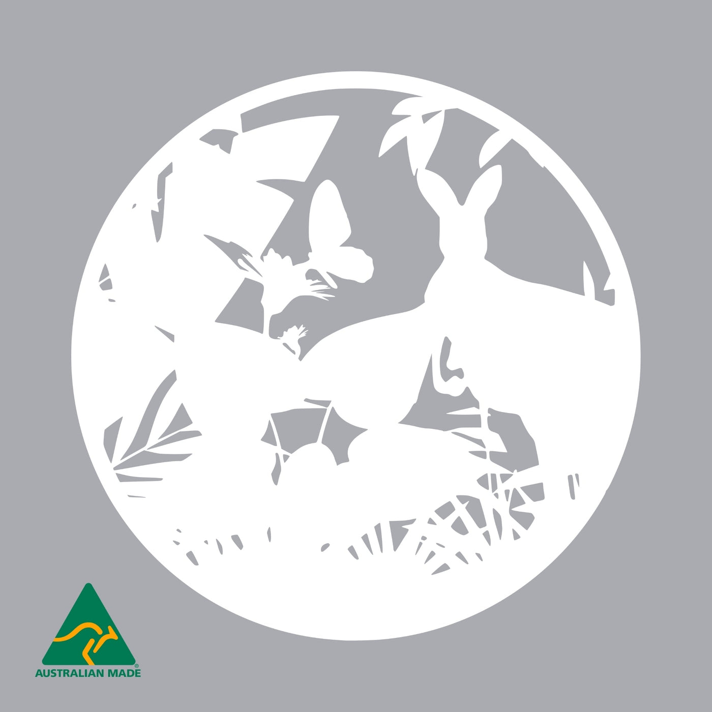 Roo in the Forest Round Metal Wall Art | White Finish