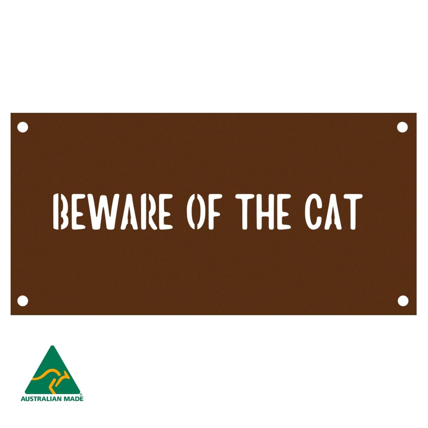 Beware of the Cat Wall Sign | Rust Finish