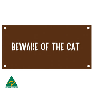 Beware of the Cat Wall Sign | Rust Finish