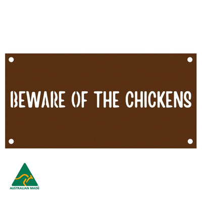 Beware of the Chickens Wall Sign | Rust Finish