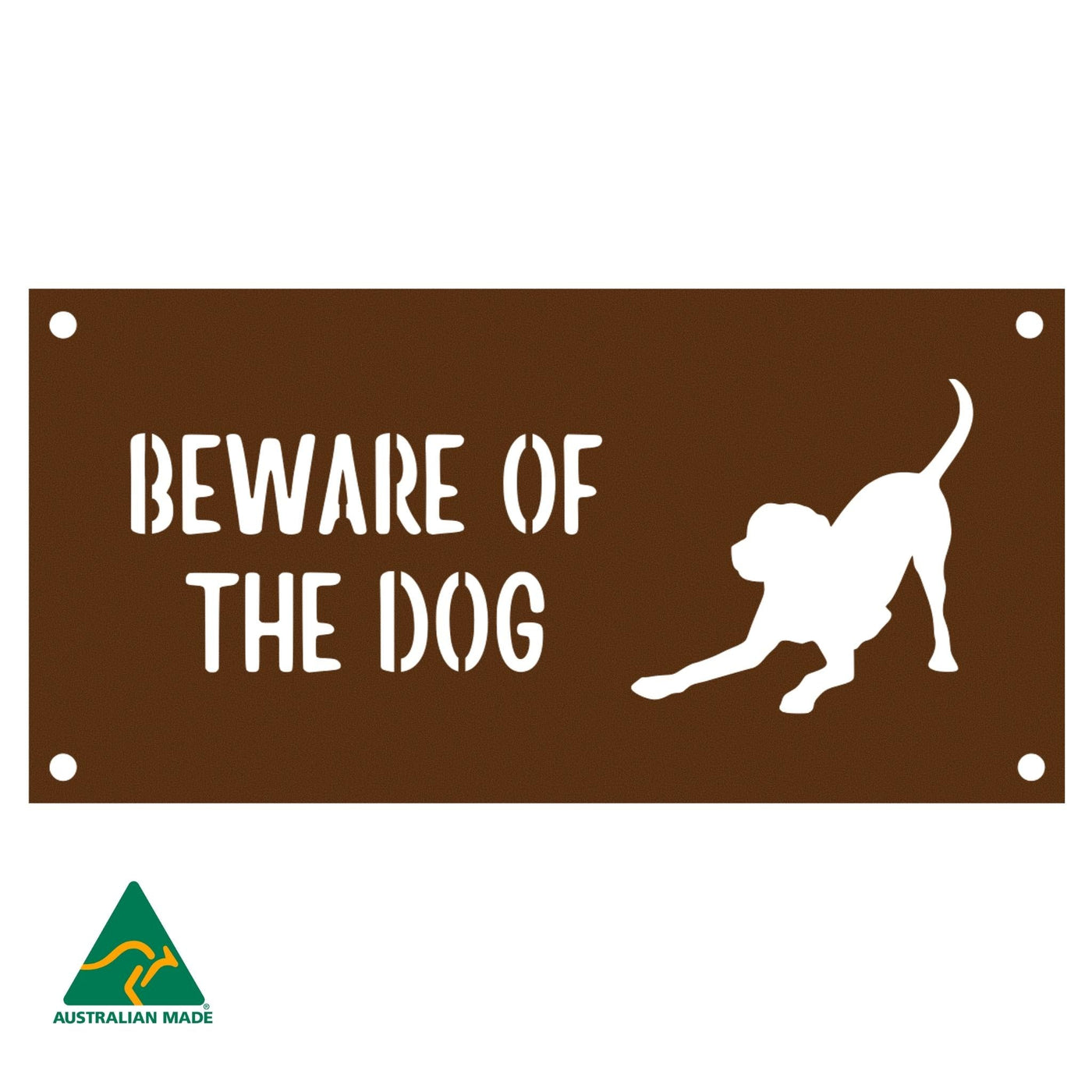 Harvey Beware of the Dog Wall Sign | Rust Finish