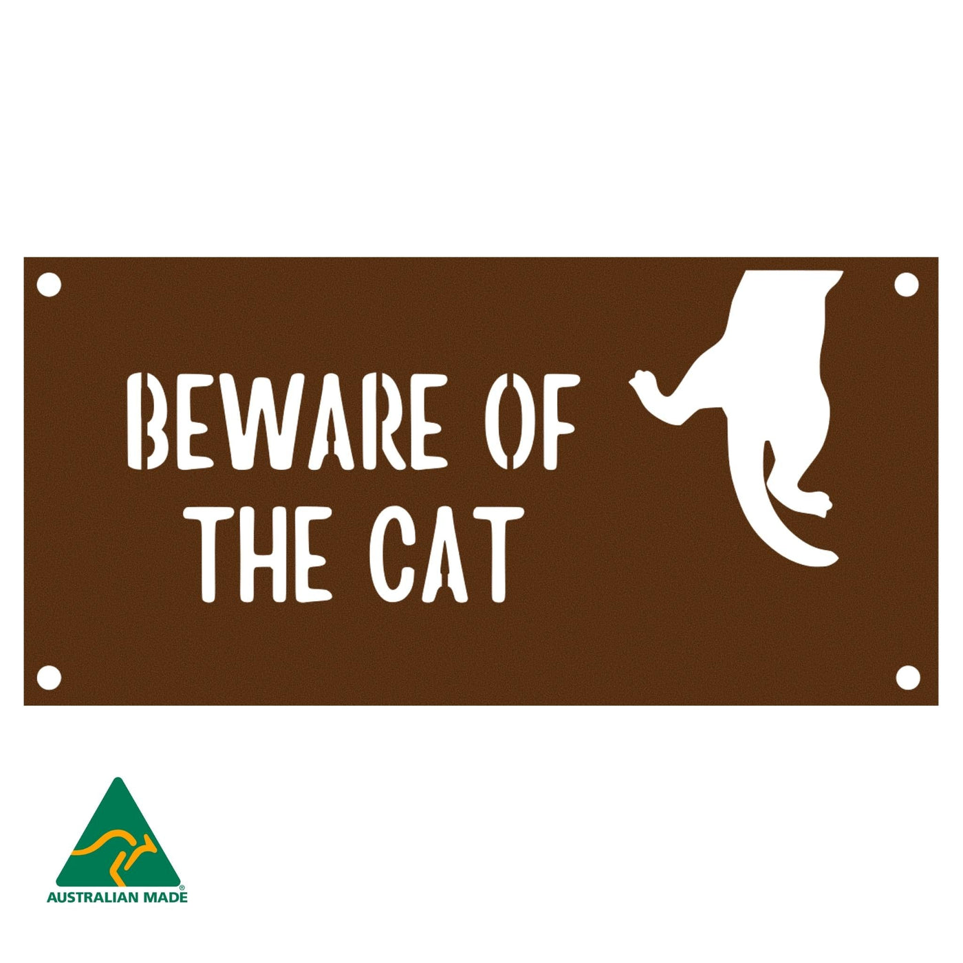 Max Beware of the Cat Wall Sign | Rust Finish