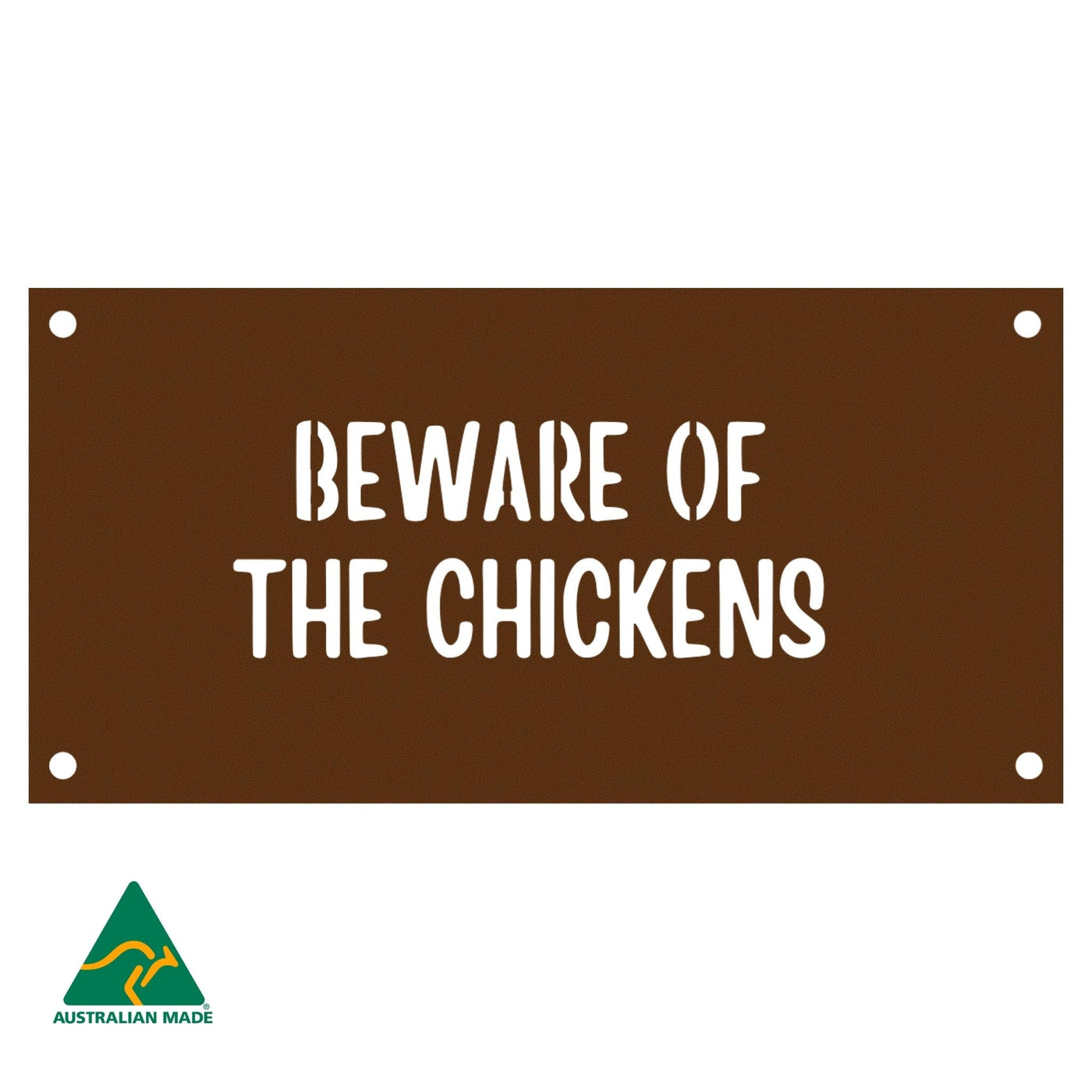 Beware of the Chickens Wall Sign | Rust Finish