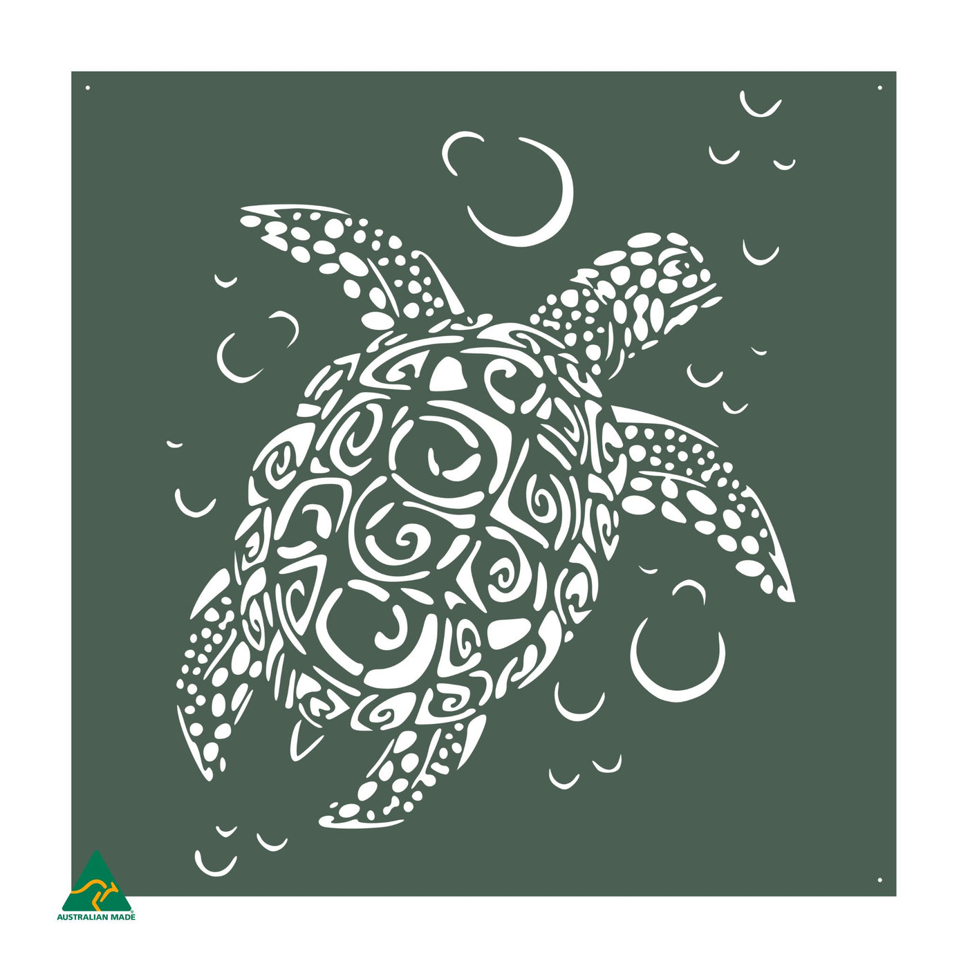 Sea Turtle Metal Wall Art | Cottage Green Satin