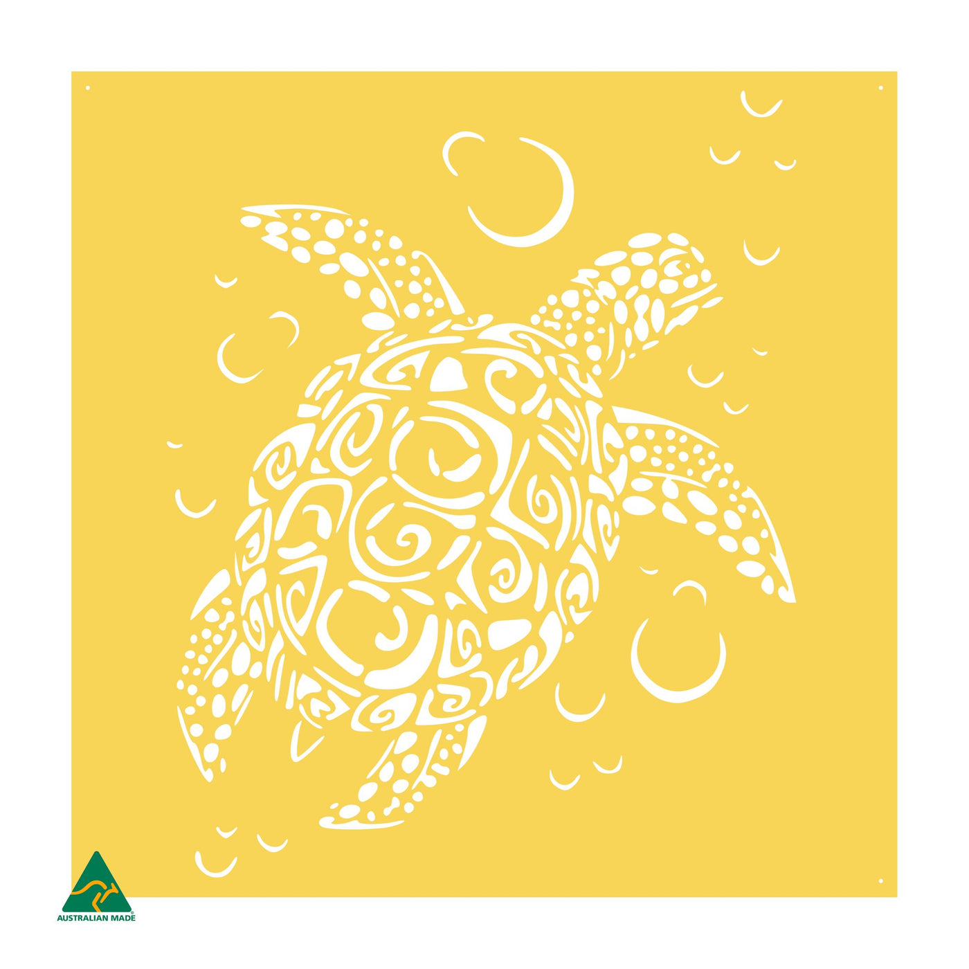 Sea Turtle Metal Wall Art | Lemon Yellow Gloss