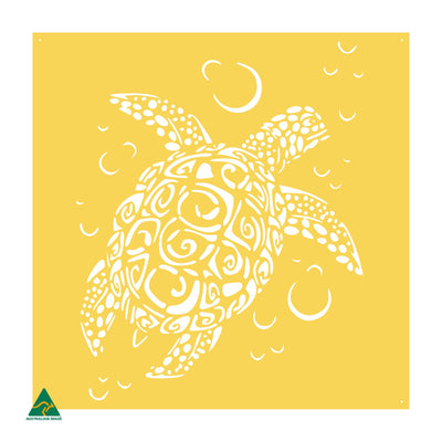 Sea Turtle Metal Wall Art | Lemon Yellow Gloss