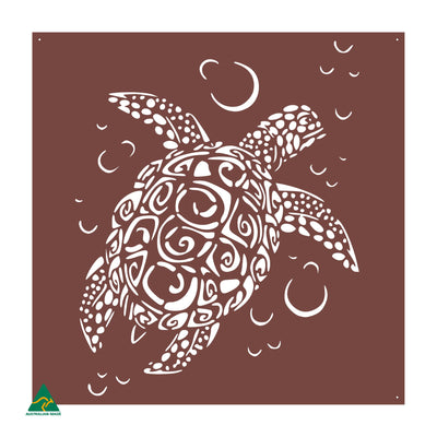 Sea Turtle Metal Wall Art | Manor Red Satin