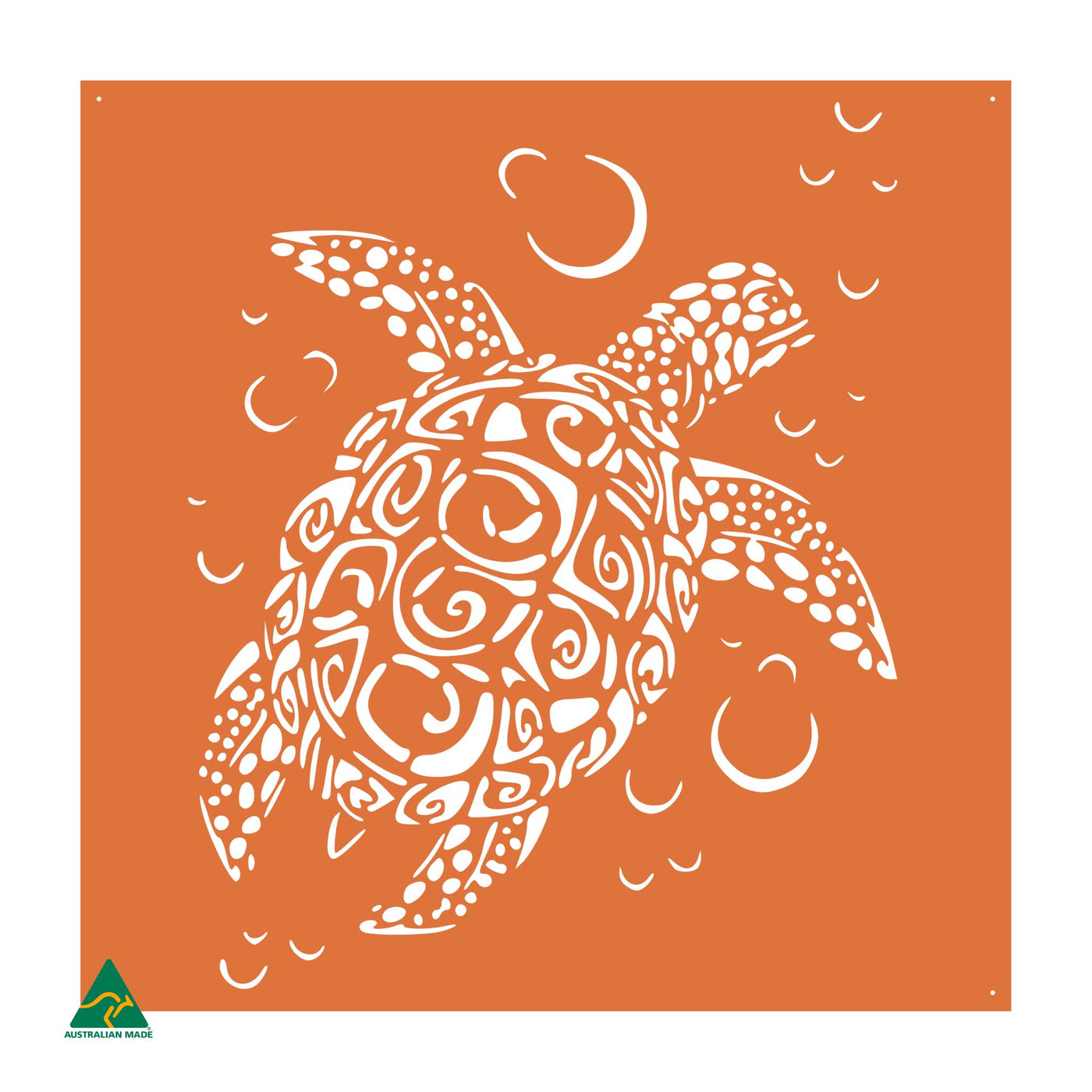 Sea Turtle Metal Wall Art | Orange X15 Gloss