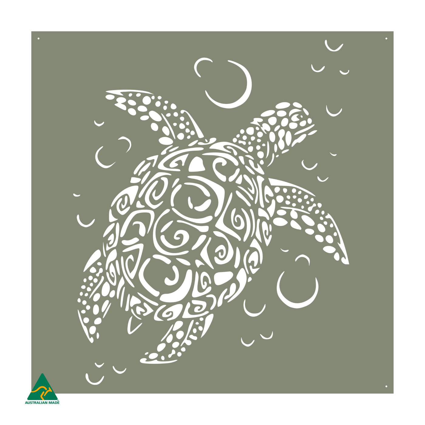 Sea Turtle Metal Wall Art | Pale Eucalypt Matt