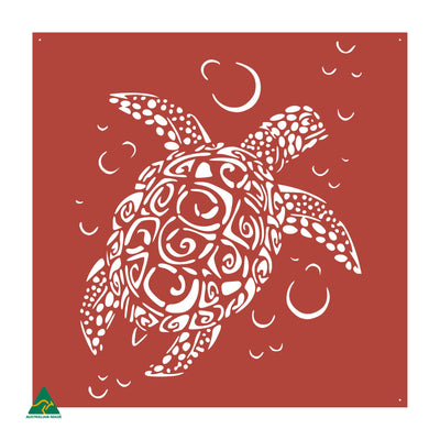 Sea Turtle Metal Wall Art | Signal Red Gloss