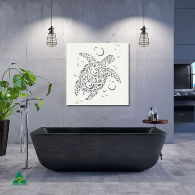 Sea Turtle Metal Wall Art Staged Image | White Matt