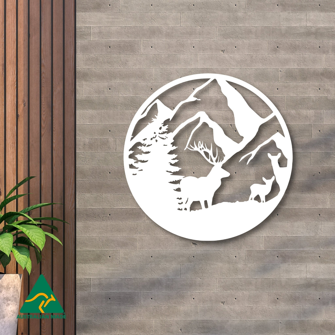 Alpine Family Round Metal Wall Art | White Finish