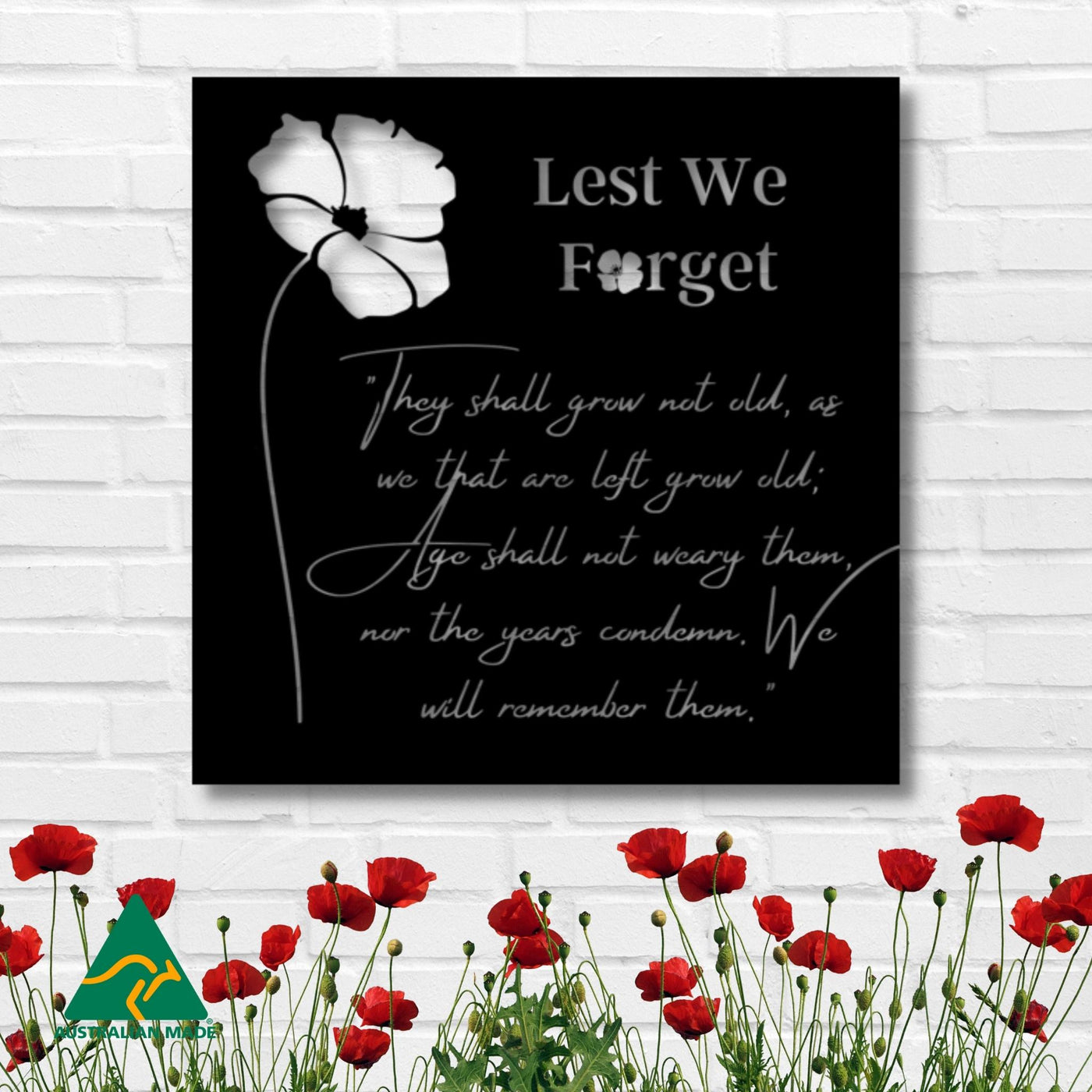 Anzac Poem Metal Wall Art | Black Finish