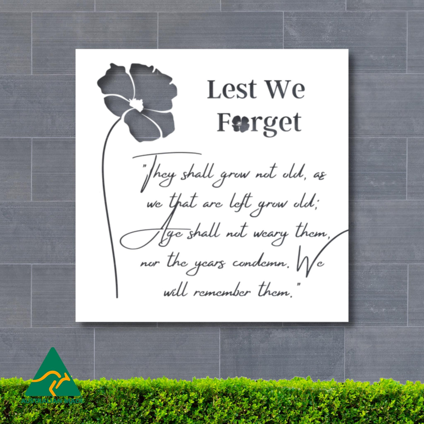 Anzac Poem Metal Wall Art | White Finish