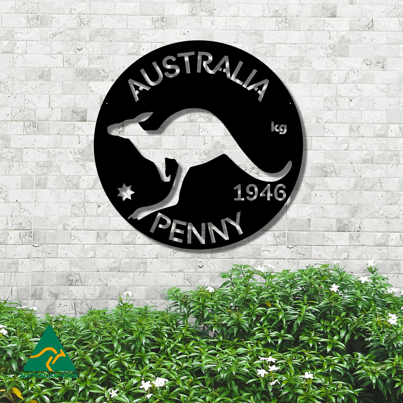 Australian Penny Metal Wall Art | Black Finish