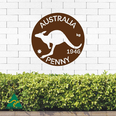 Australian Penny Metal Wall Art | Rust Finish